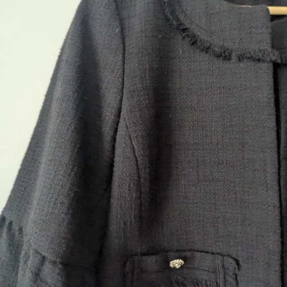 Karl Lagerfield Medium Black Tweed Blazer Jacket - Picture 4 of 16